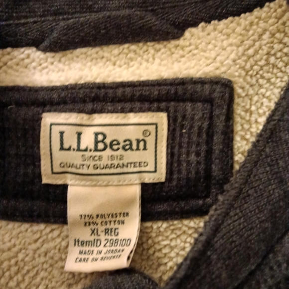 L L Bean Katahdin Iron Works Waffle Fleece Henley shirt -Charcoal Heather - XL - Picture 6 of 7